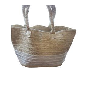 Altru Good for You Tote Tan Woven Straw Look Beachy Bag